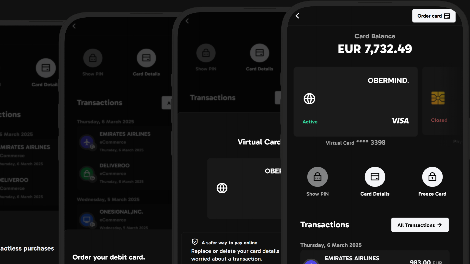 Obermind Card White Label - Mobile App - Card Issuance Branded Cards for Fintechs