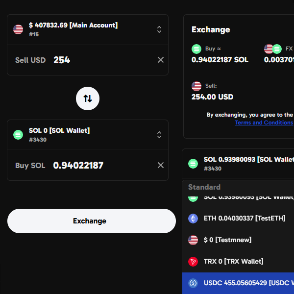 Obermind Web Trading Platform - Exchange - Transfer - Swap Crypto and Fiat